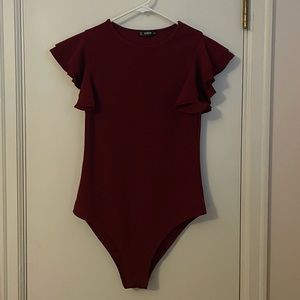 Maroon Shein Bodysuit.